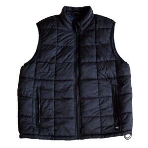 Dockers Men's XL Box Quilted Black Puffer Vest Full Zip & Zipper Pockets
